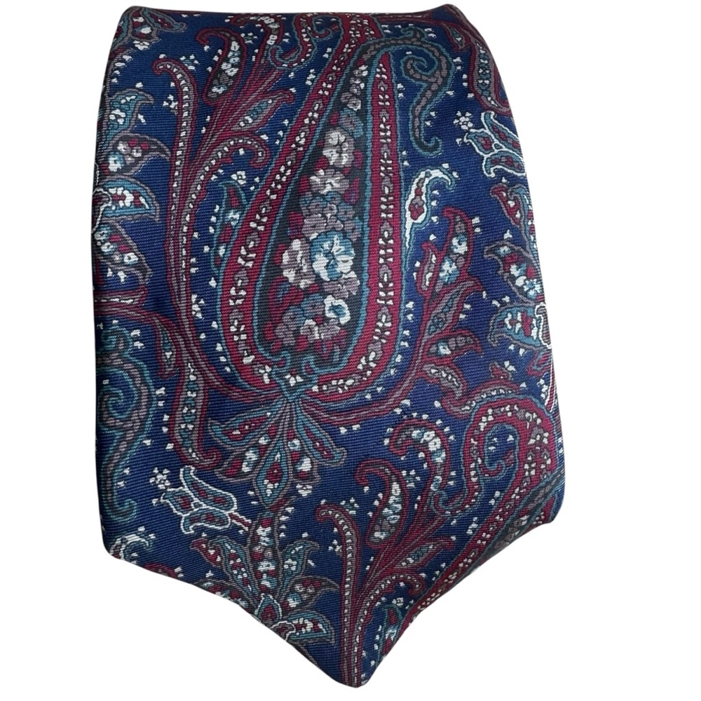 Christian Dior Monsieur Vintage Navy Paisley Silk Tie 80s 90s Retro Luxury